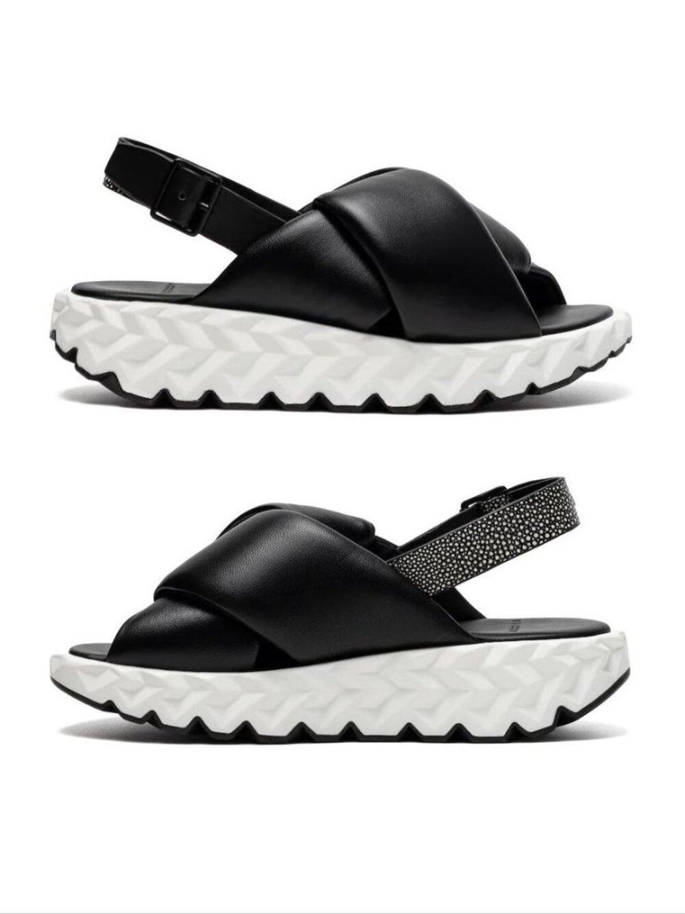4CCCCEES Jabara Coil Slingback Sandals Size 10 41 Leather Oreo Black White NEW